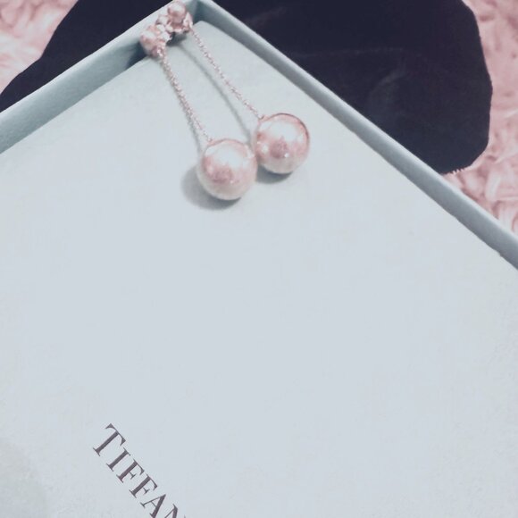 Tiffany & Co. Sterling Silver Drop / Hanging Ball Stud Earrings - Picture 1 of 7